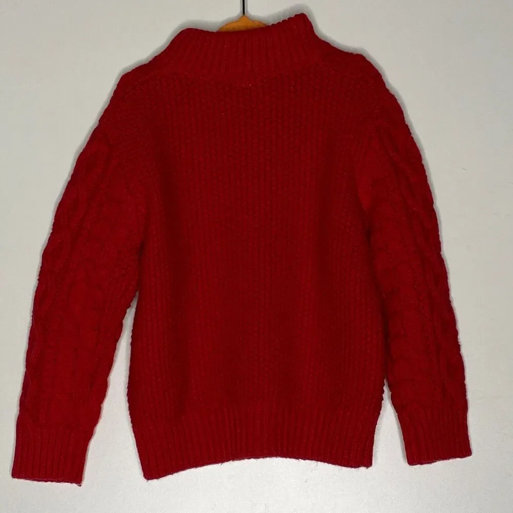 New Gap Toddler Mockneck Cable-Knit Red Sweater Boy's Size 3T